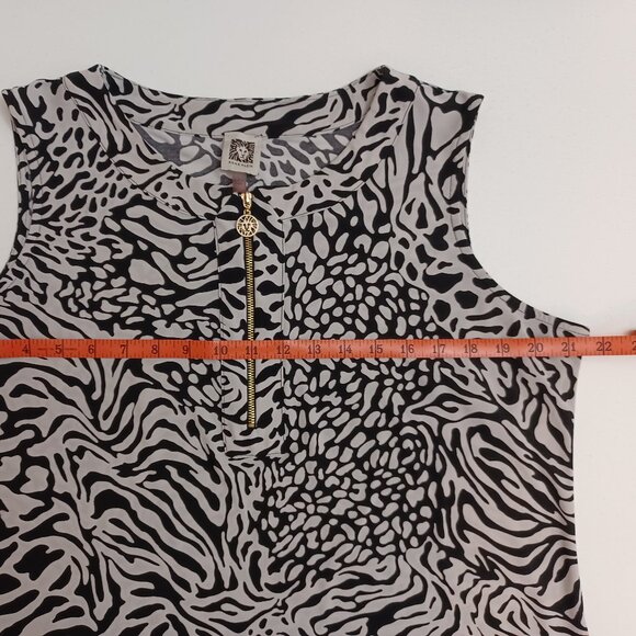 Women's Anne Klein Zebra Print 1/4 Zipper Sleeveless Blouse Size Large - Picture 5 of 7